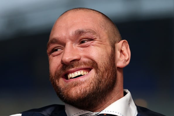 BOLTON, ENGLAND - NOVEMBER 30: Tyson Fury speaks at a press conference at the Macron Stadium on November 30, 2015 in Bolton, England. (Photo by Chris Brunskill/Getty Images)