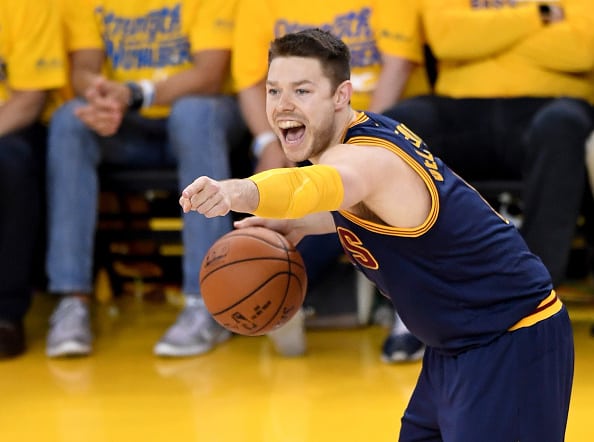 OAKLAND, CA - JUNE 02:  Matthew Dellavedova #8 of the Cleveland Cavaliers calls out in the first half while taking on the Golden State Warriors in Game 1 of the 2016 NBA Finals at ORACLE Arena on June 2, 2016 in Oakland, California. NOTE TO USER: User expressly acknowledges and agrees that, by downloading and or using this photograph, User is consenting to the terms and conditions of the Getty Images License Agreement.  (Photo by Thearon W. Henderson/Getty Images)