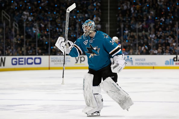 in game four of the Western Conference Finals during the 2016 NHL Stanley Cup Playoffs at SAP Center on May 21, 2016 in San Jose, California.